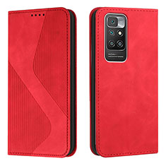 Leather Case Stands Flip Cover Holder H03X for Xiaomi Redmi 10 4G Red