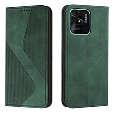 Leather Case Stands Flip Cover Holder H03X for Xiaomi Redmi 10 Power Green