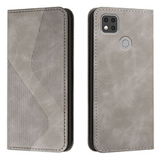 Leather Case Stands Flip Cover Holder H03X for Xiaomi Redmi 10A 4G Gray