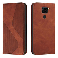 Leather Case Stands Flip Cover Holder H03X for Xiaomi Redmi 10X 4G Brown