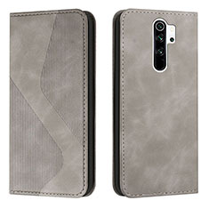 Leather Case Stands Flip Cover Holder H03X for Xiaomi Redmi 9 Gray