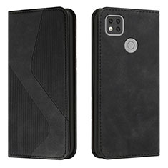 Leather Case Stands Flip Cover Holder H03X for Xiaomi Redmi 9 India Black
