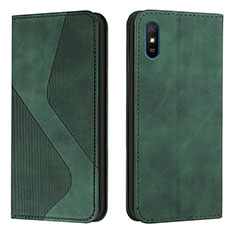 Leather Case Stands Flip Cover Holder H03X for Xiaomi Redmi 9A Green