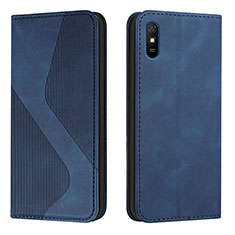 Leather Case Stands Flip Cover Holder H03X for Xiaomi Redmi 9AT Blue