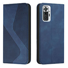 Leather Case Stands Flip Cover Holder H03X for Xiaomi Redmi Note 10 Pro 4G Blue