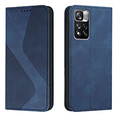 Leather Case Stands Flip Cover Holder H03X for Xiaomi Redmi Note 11 Pro+ Plus 5G Blue