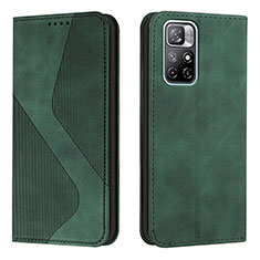 Leather Case Stands Flip Cover Holder H03X for Xiaomi Redmi Note 11S 5G Green