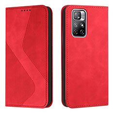 Leather Case Stands Flip Cover Holder H03X for Xiaomi Redmi Note 11S 5G Red