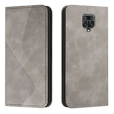 Leather Case Stands Flip Cover Holder H03X for Xiaomi Redmi Note 9S Gray