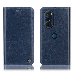 Leather Case Stands Flip Cover Holder H04P for Motorola Moto Edge 30 Pro 5G Blue