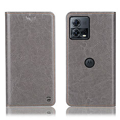 Leather Case Stands Flip Cover Holder H04P for Motorola Moto Edge S30 Pro 5G Gray