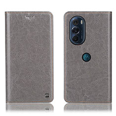Leather Case Stands Flip Cover Holder H04P for Motorola Moto Edge X30 5G Gray