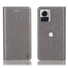 Leather Case Stands Flip Cover Holder H04P for Motorola Moto Edge X30 Pro 5G Gray