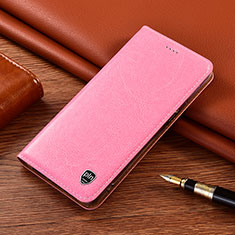 Leather Case Stands Flip Cover Holder H04P for Motorola Moto G100 5G Pink