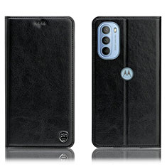 Leather Case Stands Flip Cover Holder H04P for Motorola Moto G31 Black