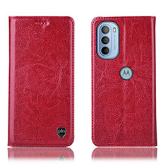 Leather Case Stands Flip Cover Holder H04P for Motorola Moto G31 Red