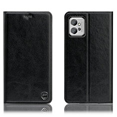 Leather Case Stands Flip Cover Holder H04P for Motorola Moto G32 Black