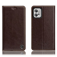Leather Case Stands Flip Cover Holder H04P for Motorola Moto G32 Brown