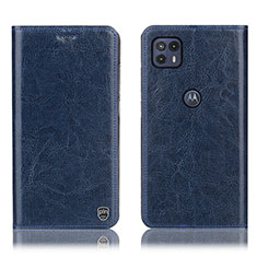 Leather Case Stands Flip Cover Holder H04P for Motorola Moto G50 5G Blue