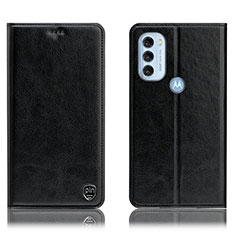 Leather Case Stands Flip Cover Holder H04P for Motorola Moto G71 5G Black