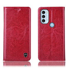 Leather Case Stands Flip Cover Holder H04P for Motorola Moto G71 5G Red