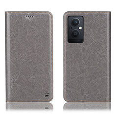 Leather Case Stands Flip Cover Holder H04P for OnePlus Nord N20 5G Gray