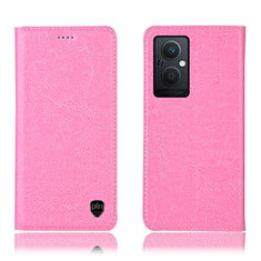 Leather Case Stands Flip Cover Holder H04P for OnePlus Nord N20 5G Pink