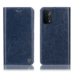 Leather Case Stands Flip Cover Holder H04P for OnePlus Nord N200 5G Blue