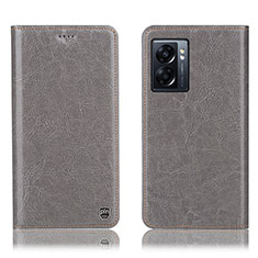 Leather Case Stands Flip Cover Holder H04P for OnePlus Nord N300 5G Gray