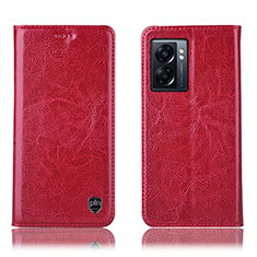 Leather Case Stands Flip Cover Holder H04P for OnePlus Nord N300 5G Red