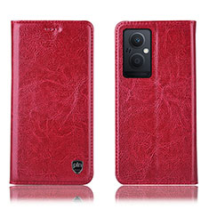 Leather Case Stands Flip Cover Holder H04P for Oppo F21s Pro 5G Red