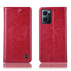 Leather Case Stands Flip Cover Holder H04P for Oppo Find X5 Lite 5G Red
