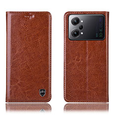 Leather Case Stands Flip Cover Holder H04P for Oppo K10 Pro 5G Light Brown