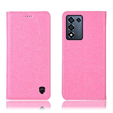 Leather Case Stands Flip Cover Holder H04P for Oppo K9S 5G Pink
