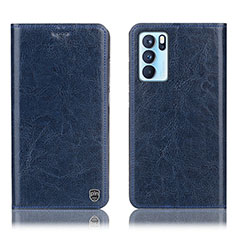 Leather Case Stands Flip Cover Holder H04P for Oppo Reno6 Pro 5G India Blue