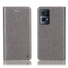 Leather Case Stands Flip Cover Holder H04P for Oppo Reno7 Pro 5G Gray