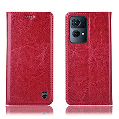 Leather Case Stands Flip Cover Holder H04P for Oppo Reno7 Pro 5G Red