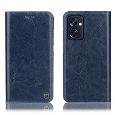 Leather Case Stands Flip Cover Holder H04P for Oppo Reno7 SE 5G Blue