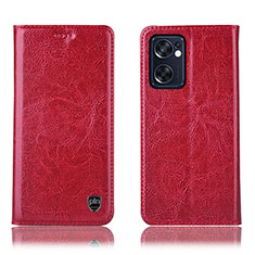 Leather Case Stands Flip Cover Holder H04P for Oppo Reno7 SE 5G Red