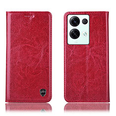Leather Case Stands Flip Cover Holder H04P for Oppo Reno8 Pro 5G Red
