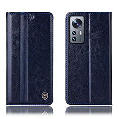 Leather Case Stands Flip Cover Holder H04P for Xiaomi Mi 12 Lite 5G Blue