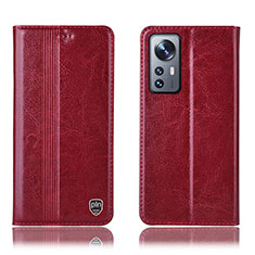 Leather Case Stands Flip Cover Holder H04P for Xiaomi Mi 12 Lite 5G Red
