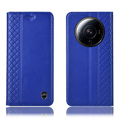 Leather Case Stands Flip Cover Holder H04P for Xiaomi Mi 12 Ultra 5G Blue