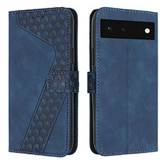 Leather Case Stands Flip Cover Holder H04X for Google Pixel 6 5G Blue