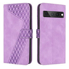 Leather Case Stands Flip Cover Holder H04X for Google Pixel 7 Pro 5G Purple