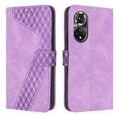 Leather Case Stands Flip Cover Holder H04X for Huawei Honor 50 5G Purple