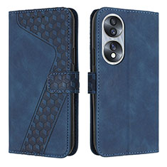 Leather Case Stands Flip Cover Holder H04X for Huawei Honor 70 5G Blue