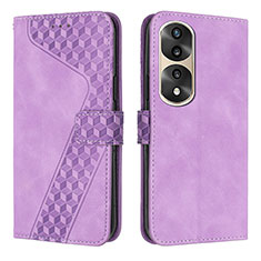 Leather Case Stands Flip Cover Holder H04X for Huawei Honor 70 Pro 5G Purple