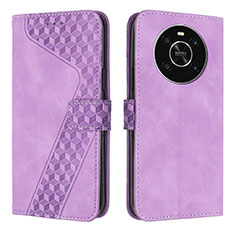 Leather Case Stands Flip Cover Holder H04X for Huawei Honor X9 4G Purple