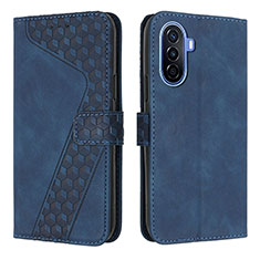 Leather Case Stands Flip Cover Holder H04X for Huawei Nova Y70 Blue